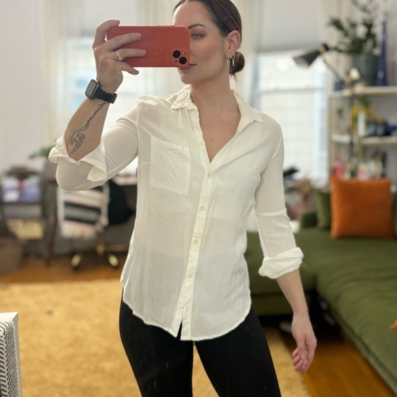 H&M White Button Down Casual Top / Shirt Sz 4 - Picture 8 of 11